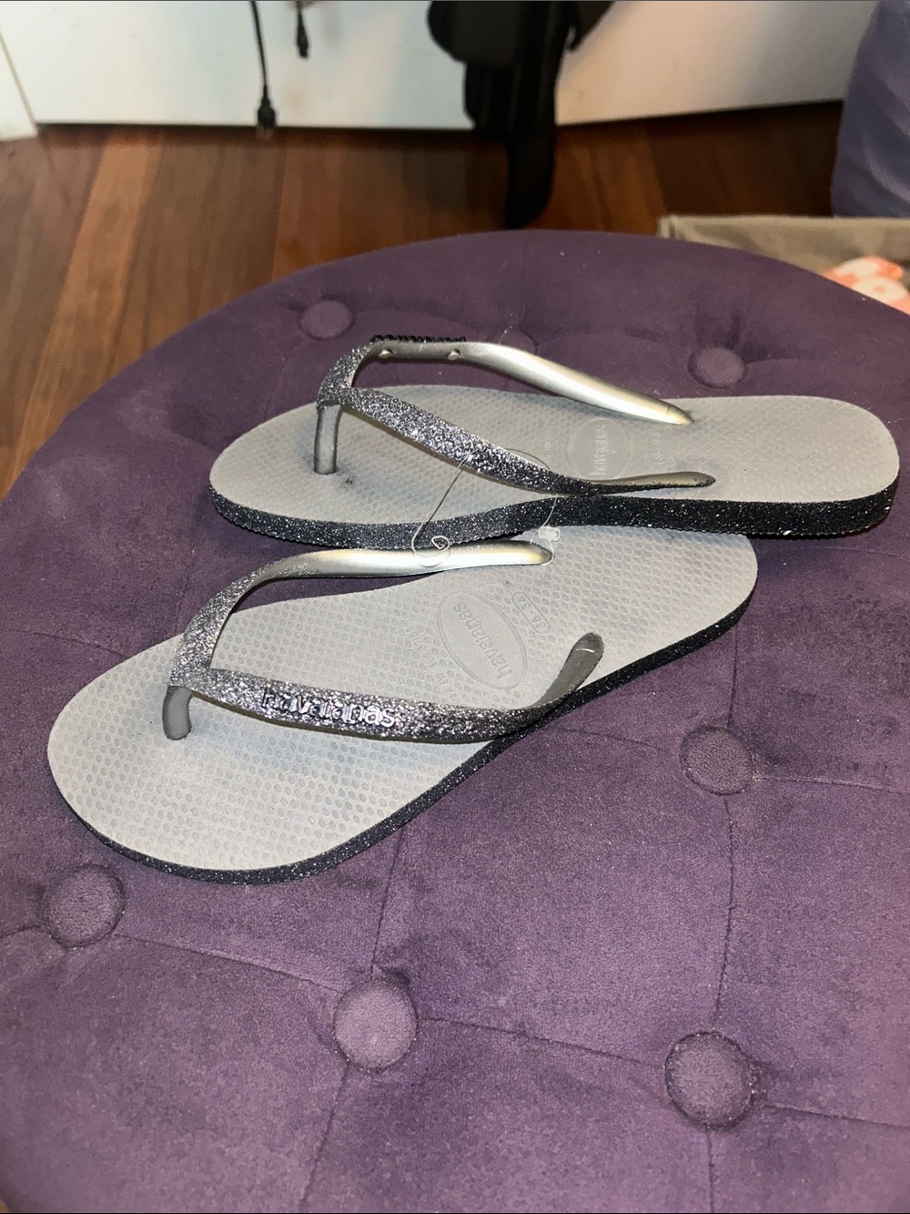 Havaianas Slim Silver Ombré Glitter Flip Flops